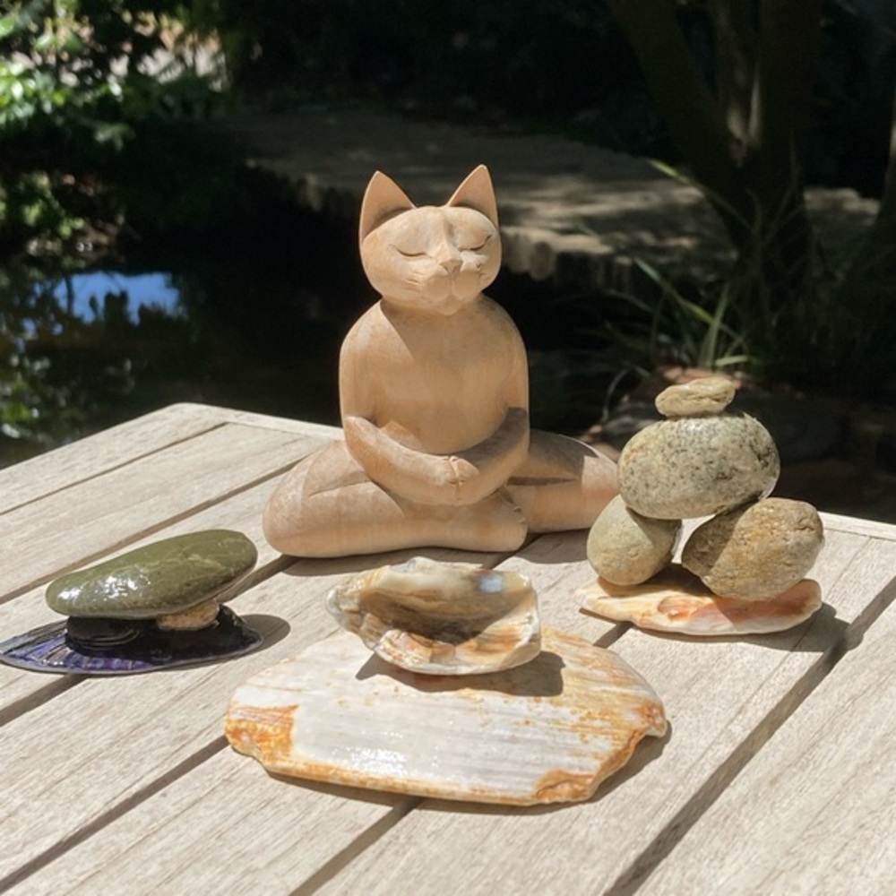 Balanced Shell Art Hand Crafted With Natural Stones Earth Tones Home Decor